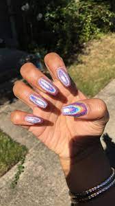 Nails Holographic Coffin Dipped Nails Fun Nails Holographic Nails
