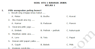 Dalam proses kegiatan belajar mengajar agar bisa berjalan baik maka harus didukung oleh banyak hal. Download Soal Uts Bahasa Jawa Kelas 1 Semester 1 Koleksi Soal Sd