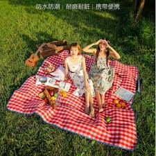 Thảm ngoài trời thảm trải sàn kẻ sọc đỏ và trắng tăng lều bãi biển cắm