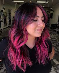 The process is simple, but it takes more than just slapping pink dye onto your hair; 25 Hottest Black Hair With Highlights Trending In 2021 In 2021 Black Hair With Highlights Pink Hair Dye Pink Hair Highlights