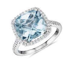 Demi diamond ring (1/3 ct. Cushion Cut Aquamarine Diamond Halo Cocktail Ring In 14k White Gold 10 5mm Blue Nile
