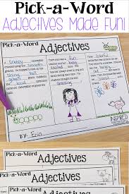 For word tennis, you just need a board that all of the students can see. Pick A Word Adjectives Is A Fun Fill In Adjective Activity That Gets Students Engaged In Practi Teaching Adjectives Adjectives Activities Word Work Activities