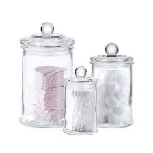 Glass jar glass candy jar 75 ½ ounce cookie jar (2 pack) with plastic airtight seal lid 2 ways display, bulk food storage jar for snacks, dry food, jelly beans canister, apothecary jars. Glass Apothecary Jars Cotton Jar Bathroom Storage Organizer Canisters China Glass Jar And Glass Container Price Made In China Com