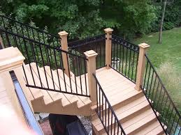 Additionally, under section r311.7.5.4 plastic composite exterior stair treads shall comply with the provisions of this section and section r507.2.2, which states that plastic composite exterior deck boards, stair treads, guards, and handrails shall comply with the requirements of astm d7032 and this section. Exterior Deck Stair Iron Railing Wrought Iron Balcony Railing Outdoor Buy Balcony Railing Deck Railing Iron Deck Railing Product On Alibaba Com