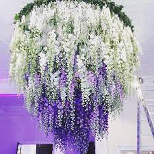 Wisteria Buds Are Out So Soon You Can Create A Wisteria Waterfall Chandelier Like This One By Allforlovelo Flower Chandelier Hanging Flowers Fun Wedding Decor