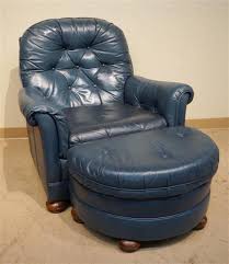 Lynartist.you really make a good point. Lot Bradington Young Blue Leather Upholstered Lounge Chair And Ottoman