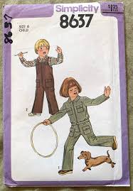 Vintage 1970's Simplicity Pattern 8637, Child's Overalls and Jacket,  UNCUT/FF, Size 6