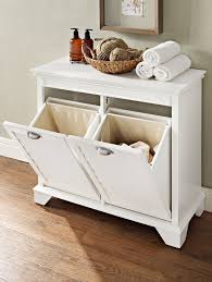 Wooden Dual Clothing Hamper Furniture Laundry Hamper Bathroom Furniture