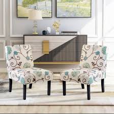 Set of 2 upholstered accent chairs. 2020 Upholstered Accent Armless Living Room Chair Set Of Of 2 Accent Chairs Made Of Polyester Cotton Fabric With Script Pattern From Greatfurnishing 190 89 Dhgate Com