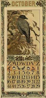 October Bird Of The Month Theodoor Van Hoytema Calendar 1910 October Vintage Calendar Bird Art Vintage Art