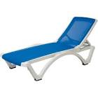 Baja Resin Sling Lounge, White/Blue Gracious Living