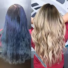 Want to lighten your hair from brown to blonde? This Woman Went From Dark Blue Hair To Blonde Here S How Allure