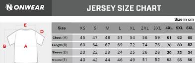 Size Charts Onwear Custom Esports Jersey Design Print