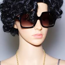 Retro Oversized Black Disco Square Sunglasses 70s Vintage Inspired