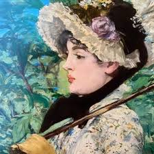 Printemps, 1881 by Edouard Manet (spring, Woman With Umbrella Parasol)  Vintage French Art , Framed Reproduction
