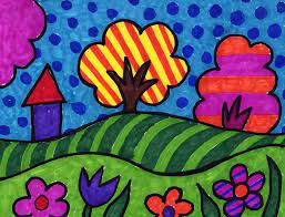 Pop Art Lesson How To Draw A Colorful Landscape Art Projects For Kids Kids Art Projects Pop Art Drawing Art Drawings For Kids