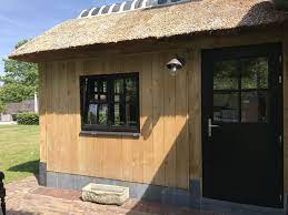 Aanbouw Eiken Bijgebouw Rieten Kap Houten Terras Patio Garage Verbouwen