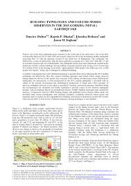 Pdf Building Typologies And Failure Modes Observed In The 2015 Gorkha Nepal Earthquake