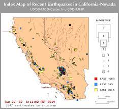 Recent Earthquakes In California And Nevada Index Map Recent Earthquakes San Andreas Fault Earthquake Map