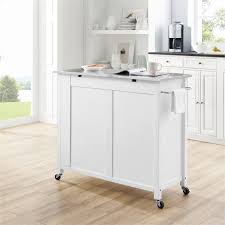 Stainless steel countertops are a sure sign of a workhorse kitchen. Crosley Savannah Stainless Steel Top Kitchen Island Cart In White Cf3029ss Wh
