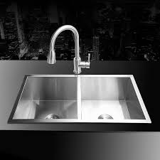 800 450 220mm 304 Stainless Steel Undermount Kitchen Sink Set Double Bowl Drawing Drainer Handmade Brushed Seamle Evier Cuisine Armoire De Cuisine Cuisines Diy