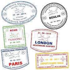 Rome italy europe travel retro rubber stamp sticker decal design 5 x 5. Passport Grunge Stamps From Athens Stock Vector Colourbox