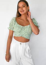 Slinky lace up tie crop top. Floral Tie Back Crop Top Outfitbook