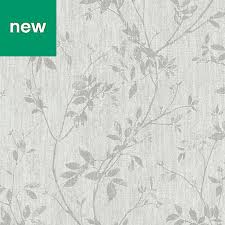 Goodhome Hirta Grey Floral Wallpaper Grey Floral Wallpaper Tree Nature Wallpaper Floral Wallpaper