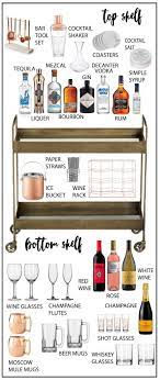 What You Need For A Fully Stocked Bar Cart Kayla S Five Things Apartment Bar Bar Cart Decor Home Bar Decor