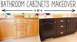 Give Your Old Bathroom Cabinets A Facelift One Good Thing By Jillee Bathroom Cabinet Makeover Old Bathrooms Bathroom Cabinets