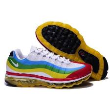 Mens Nike Air Max 95 360 Sneakers White Blue Red Yellow Mx 387 Via Polyvore Nike Air Max Nike Air Max 95 Nike