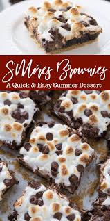S Mores Brownies Are So Simple To Make Graham Cracker Crust Topped With Brownie And Then Finished Off With Toas Desserts Brownie Recipes Easy Summer Desserts