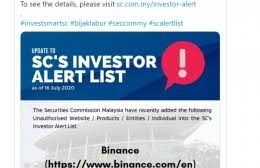 In 2017, the year binance left. Malaysian Securities Commission Sc Bans Binance