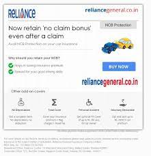 Get phone numbers, address, reviews, photos, maps for top reliance car insurance agents near me in thane west, mumbai on justdial. No Claim Bonus Ncb With Your Motor Insurance Policy Reliance General Insurance
