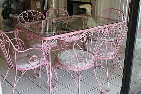 Rectangular glass table topwrought iron table baseantique taupe finishtraditional stylespecifications:overall product dimensions:30 h x 72 w x 42 d. Woodard Wrought Iron Chantilly Rose 7 Pc Dining Set Glass Top Table 6 Chairs Wrought Iron Chairs Wrought Iron Patio Furniture Wrought Iron Table