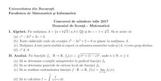 La automatica am invatat ceea ce presupune un sistem complex, impactul unei componente sw asupra unui system hw si asupra componentelor mecanice. Calendar Admitere 2018 Facultatea De Matematica Si Informatica Bucuresti Studii De Licenta Sesiunea Iulie 2018 Subiecte Admitere Date In Anii Anteriori Jitaruionelblog Pregatire Bac Si Evaluarea Nationala 2021 La Matematica Si