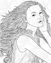 Dover publications is the publisher for the popular creative haven coloring books for adults. Adult Coloring Page Woman Face Long Hair Illustration Etsy