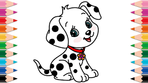 Then draw the other ear. How To Draw Dalmatian Cute Dog For Baby Learn Colors Coloring Pages Drawing For Kids Youtube