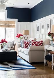 Natural fibers on the footstools and butterflies by an etsy artist bring nature aqua, navy and orange paired with saturated greens and reds create a. Red White Blue Americana Summer Decor It All Started With Paint Blue Living Room Living Room Red Blue Home Decor
