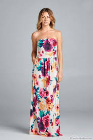 Watercolor Strapless Tube Floral Maxi Dress With Pockets White Multi Color Maxi Dress Floral Maxi Dress Maxi Dress Evening