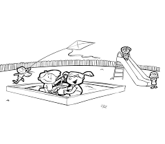 Ademas de entretener son un forma de aprender didacticamente. Dibujo Para Imprimir Y Colorear De Ninos Jugando En El Parque