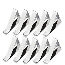 Easybravo 12paquets De Pinces A Nappe En Acier Inoxydable Supports De Nappe Pique Nique Home Housse De Table D Argent C Nappe Nappe De Table Collier De Serrage