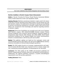 Pdf Nutrition Guidelines In Bariatric Surgery Recent Advancements