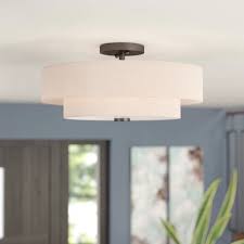 Ivy Bronx Dundee 4 Light 18 Shaded Tiered Semi Flush Mount Reviews Wayfair Living Room Light Fixtures Living Room Lighting Ceiling Lights Living Room