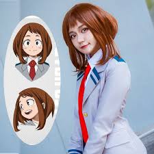 Anime My Hero Academia Ochako Uraraka Short Brown Synthetic Pear Hair Cosplay Anime Wig Wig Cap Skaig Com Cosplay Anime Cosplay Anime Wigs