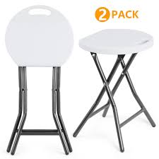 5rcom Portable Stools Folding Lightweight Collapsible Round Chairs 18 1 Inch Height White 2 Pack Walmart Com Portable Stool Collapsible Stool Plastic Folding Chairs