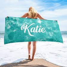 Personalized Watercolor Beach Towel Custom Bridesmaid Gift Wedding Favor Beach Wedding Gifts Tra Personalized Beach Towel Personalized Towels Beach Towel