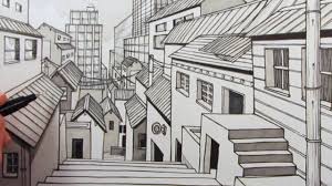 How To Draw A City Using One Point Perspective Narrated One Point Perspective Point Perspective Perspective Drawing
