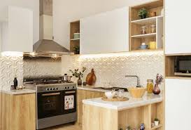 Gordon james ramsay obe (/ ˈ r æ m z iː /; Kitchen Set Minimalis Modern Dengan Kabinet Bawah Dari Kayu Dan Backsplash Timbul Viku Furniture Bandung