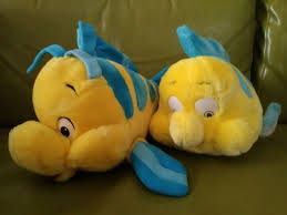 Vtg Walt Disney World The Little Mermaid Plush Flounder Fish Lot 2 Stuffed Toys Disney World The Little Mermaid Walt Disney